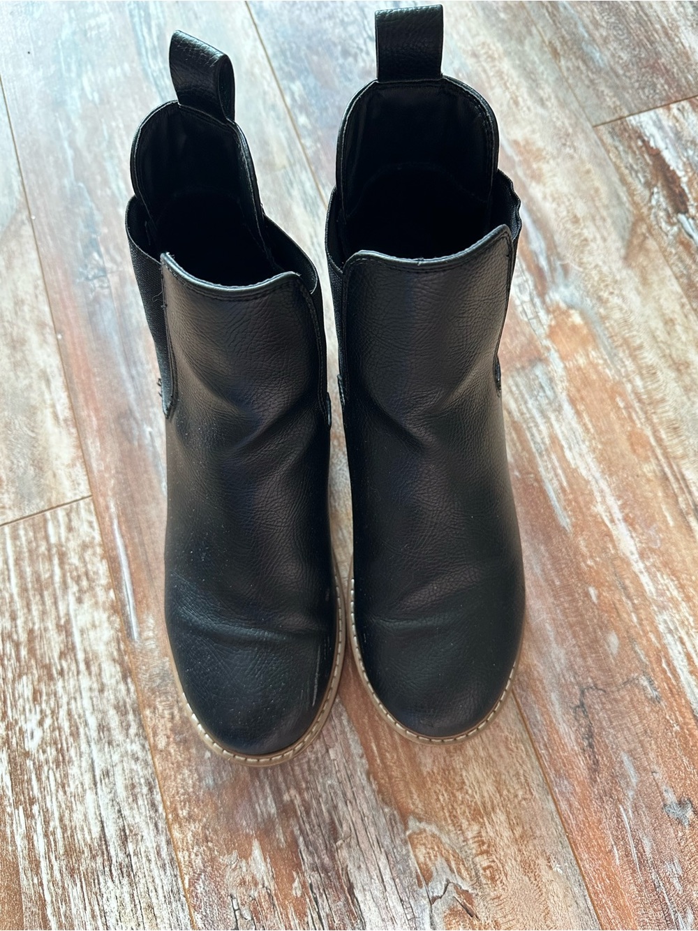 Kensie Black Round-Toe Slip-On Ankle Booties with Pull Tabs